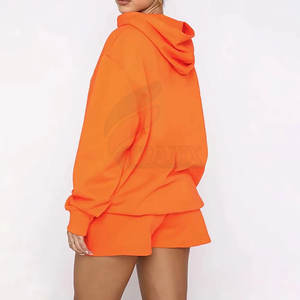 Conjunto de Sudadera con Capucha y Pantalones Cortos para Mujer, Estilo Veraniego Simple, Conjunto Deportivo Informal - Product Image 2