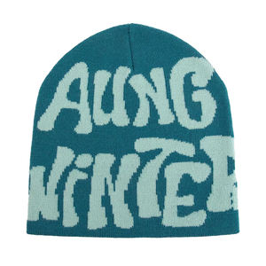 Tendance chaud hiver bonnets chapeaux décontracté fête porter des casquettes de sport acrylique tricoté bonnets hiver crâne casquette broderie personnalisée - Product Image 1