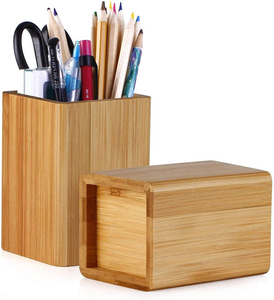 Porte-stylos en bois écologique empilable de forme carrée pour bureau, porte-crayons, design moderne, organisateur de haute qualité - Product Image 1