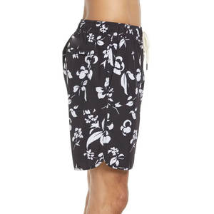 Shorts de Baño Personalizados para Hombre, Color Marrón Oscuro con Estampado Floral Blanco, Ropa de Playa de Lona, Secado Rápido, Transpirable, Ecológico, Impermeable y con Protección UV - Product Image 4