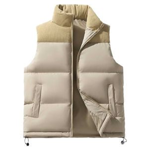 Haute qualité 100% Polyester automne hiver vêtements de plein air couleur unie rembourré gilet Street Style bouffant gilet couvert fermeture éclair bulle - Product Image 1