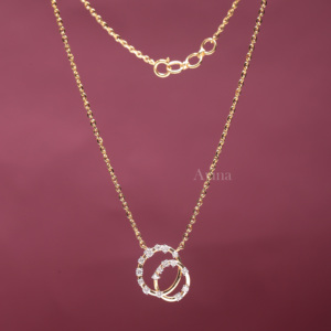 Colgante de Diamante Redondo Cultivado en Laboratorio con Certificación IGI, Doble Círculo en Oro Amarillo/Blanco y Rosa de 9K, Colgante de Diamantes Entrelazados - Product Image 3