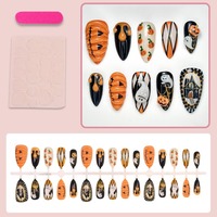 NBL-JX-228 Halloween 3D Pumpkin Ghost Almond Press on Nails Réutilisables Couverture Complète Faux Ongles Design Cartoon 30 Pièces