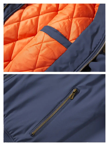 Venta al por mayor chaqueta de invierno Letterman lona con capucha logotipo personalizado recubierto impermeable a prueba de viento de alta calidad servicio OEM varios - Product Image 5