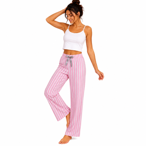 Pantalones de Pijama Anchos y Transpirables de Satén Viscosa para Mujer, Cintura Elástica, Hechos en Turquía, Venta al Por Mayor, Ropa de Dormir OEM - Product Image 1