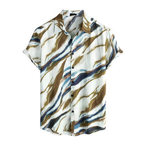 Camisas de verano antiarrugas de secado rápido con botones cubiertos hawaianos personalizados por sublimación de sarga sólida para hombre al por mayor - Product Image 3