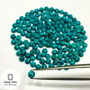 Top Quality 3 mm Round Calibration Blue with Natural Texture Loose Compressed Turquoise Cabochon Gemstone