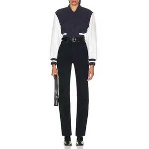 Top Trending 2025 Chaquetas universitarias de lana de algodón 100% para mujer Logotipo personalizado Recortada Señoras Chaquetas universitarias Bordado Transpirable - Product Image 4