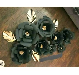 Arte de pared moderno Floral, latón Ak, negro y dorado, antiguo - Product Image 1