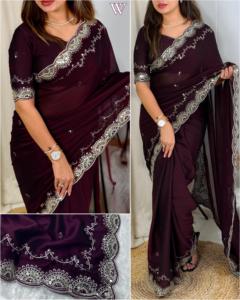 Sari de seda Rangoli de cristal para niñas, colección de bodas étnicas indias, venta de sari a precios mayoristas, novedad