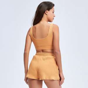 Nouveau design, vente en gros, ensemble de yoga 2 pièces respirant sans manches de haute qualité avec cordon de serrage, grande taille pour femmes - Product Image 4