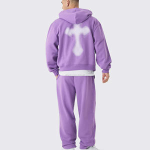 Usine de fabrication de survêtements en gros, survêtement de sport d'hiver, respirant, polaire, à capuche, fermeture éclair, imprimé, uni, faible MOQ, OEM - Product Image 2