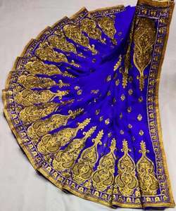 Ropa de boda más elegida, Sari de seda de red bordado, trabajo de piedra pesada, fabricación de ropa de mujer india en Surat, Saris simples alfanumero - Product Image 4