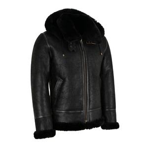 แจ็คเก็ตหนังแท้ทรงบอมเบอร์ B3 สำหรับผู้ชาย ตกแต่งขนสัตว์ คอตั้ง กันน้ำ แห้งเร็ว เหมาะสำหรับฤดูหนาว - Product Image 2