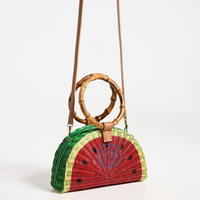 Nouveau design élégant sac à main en forme de pastèque de la meilleure fibre de rotin pour les femmes, défilé de mode, cadeau pour maman fabriqué au Vietnam