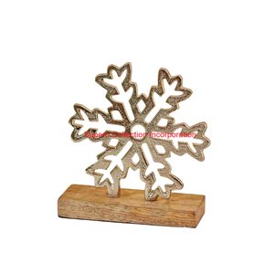 Modern Aluminium Sculpture With Mango <b>Wood</b> Base Silver Metal Tabletop For Home Freestanding Decorative Accent Decor on Sale - Product Image 2