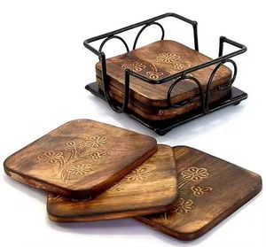 Sous-verres en bois de marbre barre carrée maison créative marbre épissage napperon en bois sous-verres Acacia mangue - Product Image 1