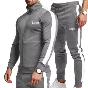 Conjunto de chándal con cremallera de invierno de diseño recién llegado, traje de jogging barato bordado con tira lateral de logotipo personalizado de lana de alta calidad - Product Image 4