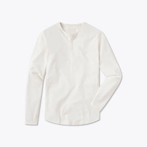 เสื้อ Henley ผ้านุ่มพิมพ์โลโก้ตามสั่งผ้าโพลีเอสเตอร์62% ผ้าฝ้าย33% สแปนเด็กซ์5% แขนยาวชายเสื้อโค้งสีกระดูก - Product Image 5