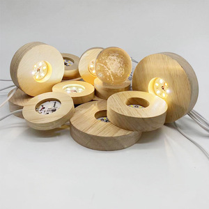 Base <span class=keywords><strong>de</strong></span> lampe à LED en bois naturel avec boule <span class=keywords><strong>de</strong></span> cristal rose Port USB Design floral Message «Je serai toujours là»-Veilleuse - Product Image 4