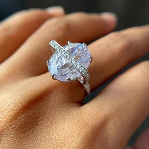 Anillo de diamante de moissanita Original de corte ovalado elegante de 9 quilates, anillo solitario de plata 925, regalo de aniversario, propuesta de regalo sorpresa, anillos finos - Product Image 6