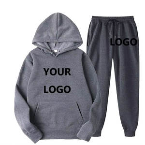 Nuevo conjunto de dos piezas unisex, Sudadera con capucha hecha a medida y pantalones de chándal con patrón sólido, Conjunto de sudadera de algodón 100% para hombre - Product Image 6