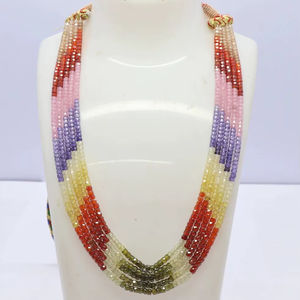 Collier en perles de jade géométriques multicouches en acrylique fait main, bijoux tendance pour unisexe, cadeau tendance à bas prix - Product Image 1