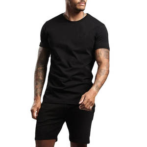 Ensemble de survêtement sportif pour homme été 2024, 2 pièces, tricot uni, thermique, séchage rapide, chemises et shorts, 100% coton, vêtements de sport - Product Image 2