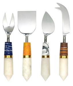 ชุดมีดและชุดช้อนส้อม304ที่จับเรซิน6ชิ้นแปรงทองดีไซน์หรูหราคุณภาพสูง - Product Image 1