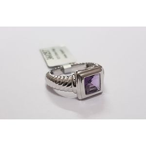 Anillo de amatista de Plata de Ley 925 de lujo para hombre con corte cuadrado 1.65ct piedra preciosa chapado en rodio 5,50G para compromiso - Product Image 1