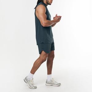 <b>Men's</b> Custom Logo Hip Hop Tank Tops 100% Cotton Quick Dry Knitted Sporty <b>Singlet</b> Plain Blank Gym Breathable Workout Tops - Product Image 3