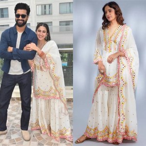 Sara Ali Venta caliente Maruti moda elegante última boda desgaste pesado Faux Georgette secuencia Multicolor bordado trabajo en relieve - Product Image 6