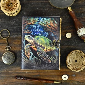 Rústico Vintage Turtle Leather Journal Grimoire Book of Shadows Fat Journal con encuadernación en espiral Regalo para hombres y mujeres - Product Image 2