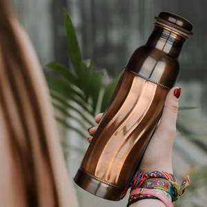 Black Wave Pure Copper Water <b>Bottle</b> Traditional Copper Vessel for <b>Drinking</b> Water Leak-Proof Eco Friendly Reusable - Product Image 4