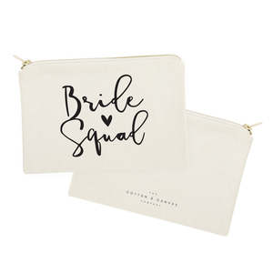 Bride Squad Cotton Canvas Cosmetic Bag Large Capacity Fashionable <b>Makeup</b> <b>Case</b> Practical Zipper Durable Portable for Travel - Product Image 2