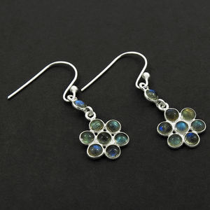 Joyería de mujer, de Plata de Ley 925 pendientes de aro, piedras preciosas de labradorita azul Natural, pendientes de moda para mujer, joyas indias al por mayor - Product Image 3