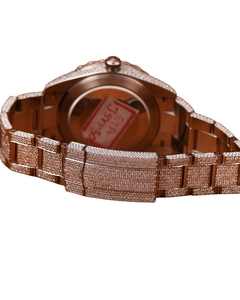 Montre de luxe en or rose de qualité supérieure, cadran brun avec chiffres romains, personnalisée, sertie de diamants de moissanite, style hip-hop - Product Image 4