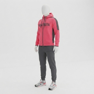 Ensemble de survêtement pour homme avec sweat à capuche zippé et pantalon de jogging, rose corail et gris, colorblock, pour le sport, l'entraînement, la gym, le fitness et les activités sportives, Taille S - Product Image 4