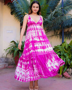 Classy Summer 2024 Women's Beach Wear Cotton Tie Dye Spaghetti Maxi Dress - Product Image 2