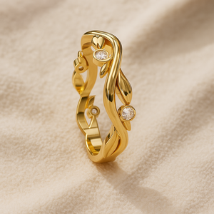 Anillo de diamantes personalizado para mujer, diseño de hoja, forma curva, inspirado en la naturaleza, anillo de diamantes naturales reales, claridad VVS, diseño personalizado. - Product Image 4