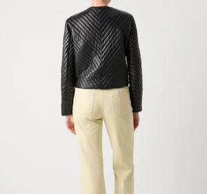 Veste en cuir respirant en peau de mouton véritable pour femmes Veste en cuir matelassé de mouton de haute qualité - Product Image 4