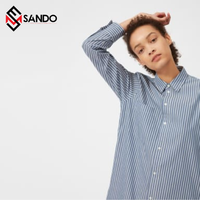 Blusas y Camisas de Manga Larga para Mujer de Verano con Logotipo Personalizado de la Mejor Calidad, Vestido Camisero 100% Algodón con Bordado