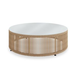 Ensemble de canapés d'extérieur en aluminium Forma Modern avec design en corde tressée, coussins en tissu beige, 4 places, pour jardin, patio, hôtel, bord de piscine - Product Image 6