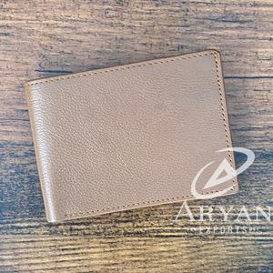 กระเป๋าสตางค์ผู้ชายหนังแท้แบบสองพับหนังควายแท้งานแฮนด์เมดสไตล์วินเทจแบบเรียบง่าย - Product Image 1