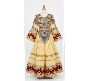 Vestido Afgano Kuchi de Alta Calidad, Hecho a Mano, de Chifón, Largo hasta el Suelo, con Diseño Tribal, para Mujer, Atuendo Cultural Tradicional - Product Image 1