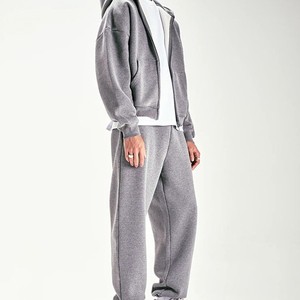 ชุดวอร์มและมีฮู้ดสำหรับผู้ชายชุดวอร์มผ้าคอตตอนฟลีซแบบรูดซิปขึ้นโอเวอร์ไซส์ออกแบบโลโก้ได้ตามต้องการ - Product Image 6