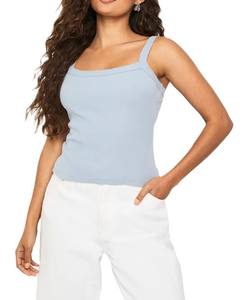 Lo último en Top corto sin mangas con cuello cuadrado para mujer 2025, camiseta sin mangas Sexy de alta calidad para mujer, camiseta informal ajustada de Color sólido personalizada - Product Image 5