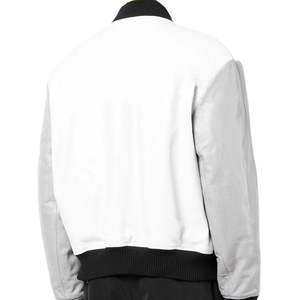 OEM personalizado más tamaño de la Universidad de los hombres chaqueta de béisbol de moda de cuero mangas Letterman bombardero con lona blanca ropa de los hombres - Product Image 4