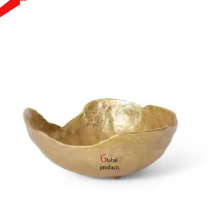 Bol de service alimentaire en aluminium de qualité supérieure à la conception de feuilles dorées pour restaurant et bar d'hôtel - Product Image 3