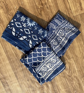 Pareo bohemio con estampado de bloque azul índigo de calidad superior, pareos para cubrir la playa, bufandas de verano, precio al por mayor, pareo - Product Image 1